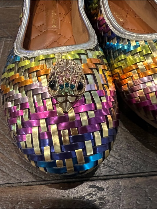 Kurt Geiger Other - Kurt Geiger Multicolor Woven Leather Ballet Flats with Jeweled Eagle.